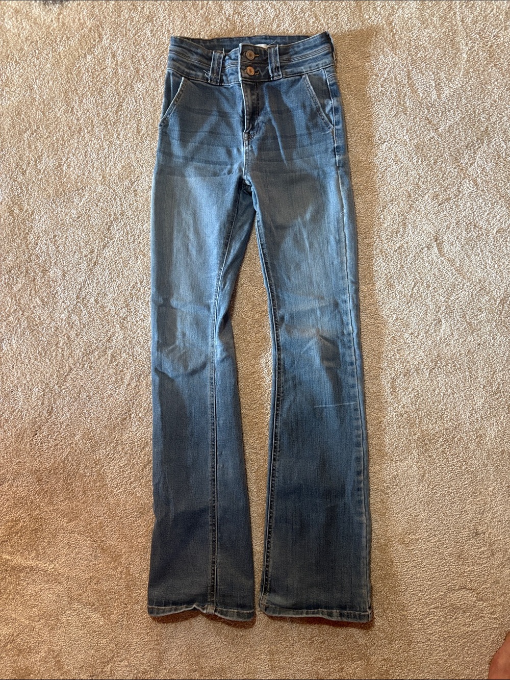 KanCan High Rise Flare Jeans Size 1/24 Light Wash Stretch 2-Button Bootcut